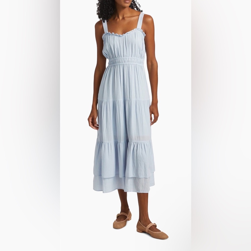 PAIGE Blue Tiered dress- size L - Picture 2 of 11